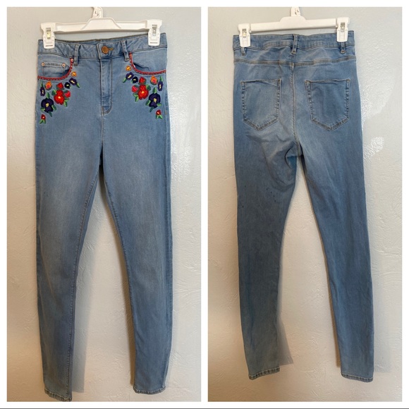 ASOS Tall Ridley High Waist Embroidered Jeans - Picture 7 of 11